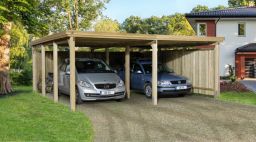 Weka Flachdach-Doppelcarport 618 Gr. 2,  576 x 591 cm, mit Trapezblech