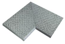 Weserwaben Margo Beckenrandstein Element Ecke 90° flach, Perlgrau geflammt | 49,5/49,5 x 31,0 x 3,2